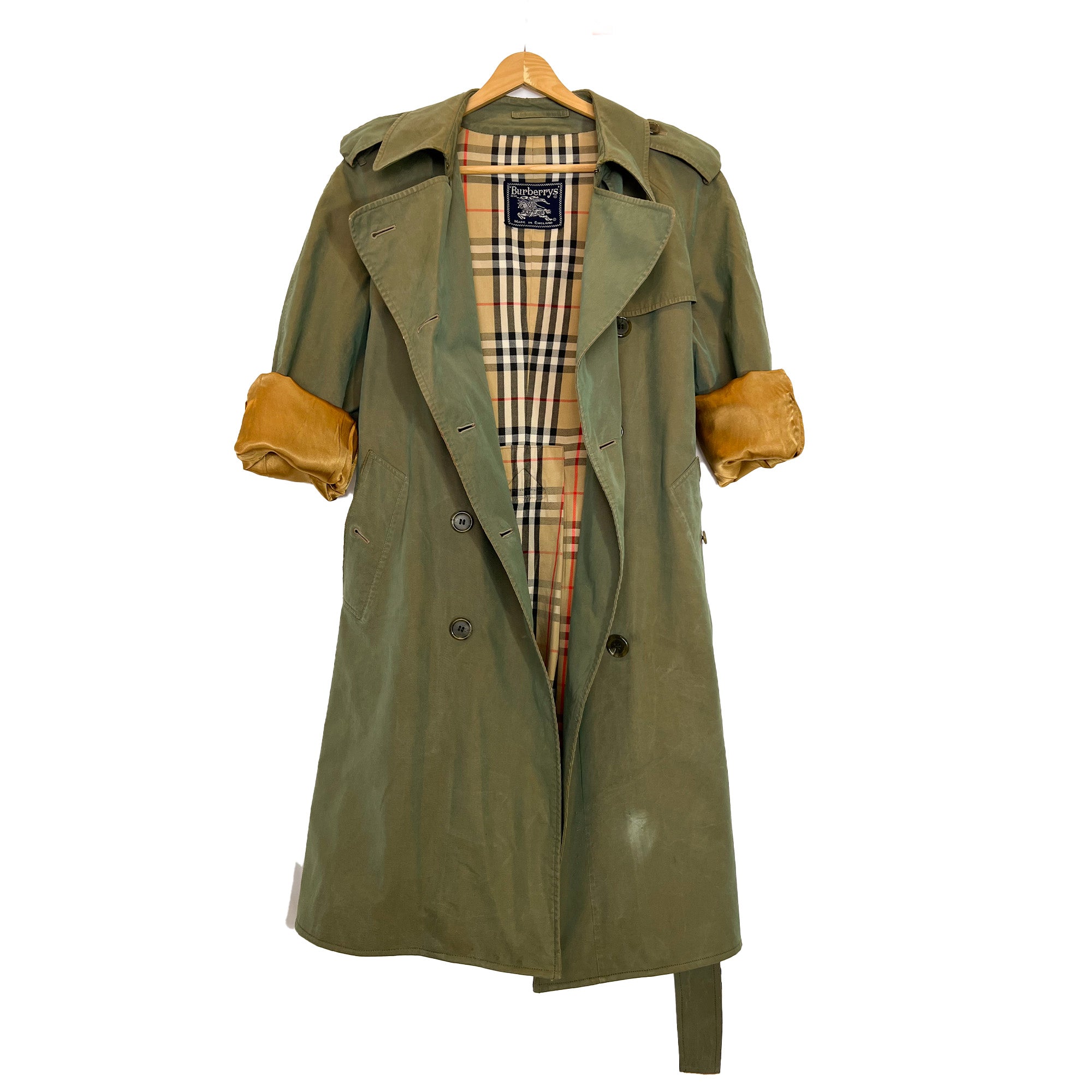 90s Vintage Burberrys モッズコート ダークグリーンブラウン Burberry Vintage Trench Coat litmus green | Buy now WhatPeopleSay